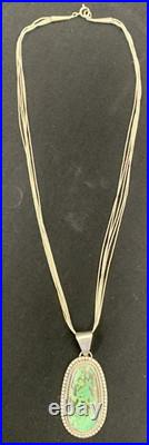 Vintage Navajo Signed R. C. Little Pendant & Rising Sun 5 strand sterling chain