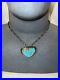 Vintage Navajo Signed Sterling Silver Large Turquoise Pendant Necklace
