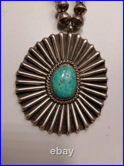 Vintage Navajo Silver Necklace Turquoise/Pendant Vintage Navajo Silver Necklace Turquoise/Pendant