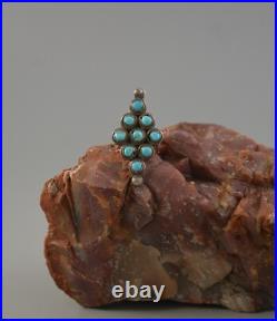Vintage Navajo Silver Ring 9 Turquoise Stones Sz 5.5 1.5 tall