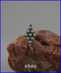 Vintage Navajo Silver Ring 9 Turquoise Stones Sz 5.5 1.5 tall