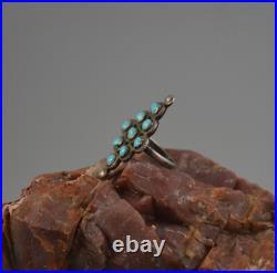 Vintage Navajo Silver Ring 9 Turquoise Stones Sz 5.5 1.5 tall