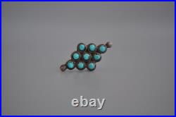 Vintage Navajo Silver Ring 9 Turquoise Stones Sz 5.5 1.5 tall