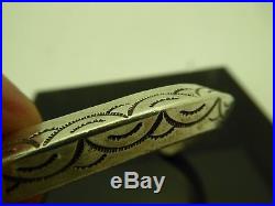 Vintage Navajo Sterling Silver 925 Heavy Old Pawn Stamped Cuff Bracelet Sz. 7