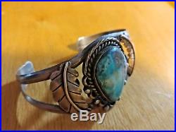 Vintage Navajo Sterling Silver And Turquoise Cuff Bracelet