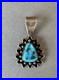 Vintage Navajo Sterling Silver And Turquoise Pendant 1 1/2