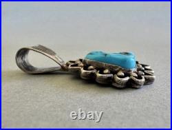 Vintage Navajo Sterling Silver And Turquoise Pendant 1 1/2