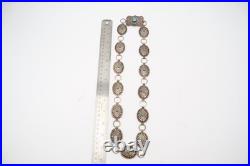 Vintage Navajo Sterling Silver Concho Belt Necklace Turquoise Stones 86g