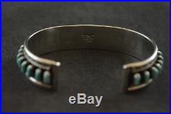 Vintage Navajo Sterling Silver Cuff Bracelet with Turquoise Gemstones 28.3g