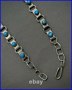 Vintage Navajo Sterling Silver Gem Turquoise Squash Blossom Cluster Necklace