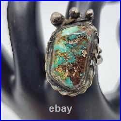 Vintage Navajo Sterling Silver Genuine Turquoise Ring Sz 9 Native American