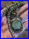 Vintage Navajo Sterling Silver Green Turquoise Necklace Pendant