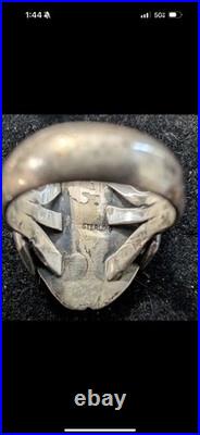 Vintage Navajo Sterling Silver Green Turquoise Stones Men's Ring Size 12