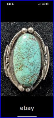 Vintage Navajo Sterling Silver Green Turquoise Stones Men's Ring Size 12