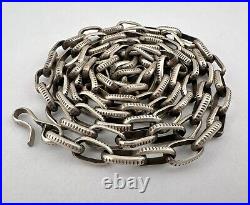 Vintage Navajo Sterling Silver Handmade Stamped Link Chain Necklace 21.8g 25