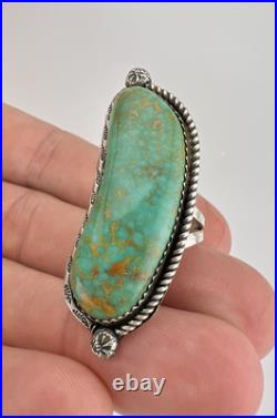 Vintage Navajo Sterling Silver High Grade Royston Turquoise Stamped Ring 1.75