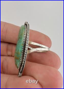 Vintage Navajo Sterling Silver High Grade Royston Turquoise Stamped Ring 1.75