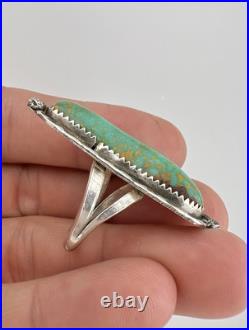 Vintage Navajo Sterling Silver High Grade Royston Turquoise Stamped Ring 1.75
