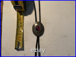 Vintage Navajo Sterling Silver Inlay Bolo Tie Beatrice Kee BK Signed Multi-Stone