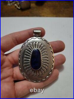 Vintage Navajo Sterling Silver Large Necklace Pendant