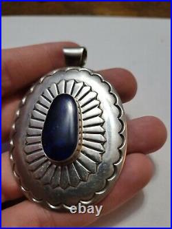 Vintage Navajo Sterling Silver Large Necklace Pendant