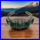 Vintage Navajo Sterling Silver Malachite Large Stones Cuff 44.1g Signed Sz 8.5