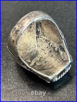 Vintage Navajo Sterling Silver Mens Ring Old Turquoise Masterpiece 23g Size 9.5