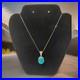 Vintage Navajo Sterling Silver Natural Blue Turquoise Oval Pendant Necklace 18