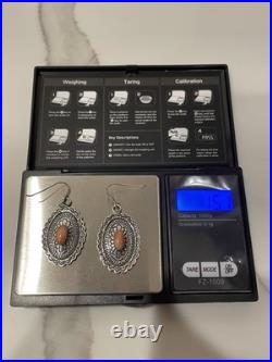 Vintage Navajo Sterling Silver Natural Spiny Oyster Dangle Earrings 15.1g Heavy
