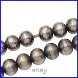 Vintage Navajo Sterling Silver Navajo Pearl Bead Necklace Signed