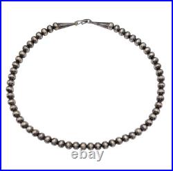 Vintage Navajo Sterling Silver Navajo Pearl Bead Necklace Signed