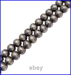 Vintage Navajo Sterling Silver Navajo Pearl Bead Necklace Signed