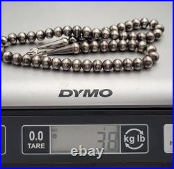 Vintage Navajo Sterling Silver Navajo Pearl Bead Necklace Signed