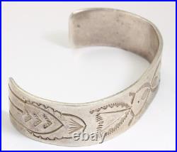 Vintage Navajo Sterling Silver Old Pawn Hand Stamped Cuff Bracelet 31.8g 6.5