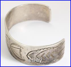 Vintage Navajo Sterling Silver Old Pawn Hand Stamped Cuff Bracelet 31.8g 6.5