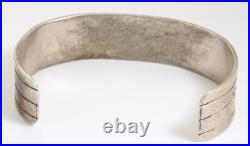Vintage Navajo Sterling Silver Old Pawn Hand Stamped Cuff Bracelet 31.8g 6.5