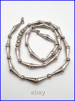Vintage Navajo Sterling Silver Pearl Bench Bead & Cones Necklace 24 -17g