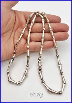 Vintage Navajo Sterling Silver Pearl Bench Bead & Cones Necklace 24 -17g
