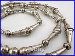 Vintage Navajo Sterling Silver Pearl Bench Cone Bead Necklace 24 -17.5g