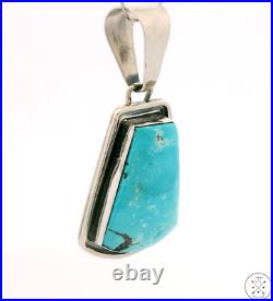 Vintage Navajo Sterling Silver Pendant Easter Blue Turquoise Signed Stungston Vintage Navajo Sterling Silver Pendant Easter Blue Turquoise Signed Stungston