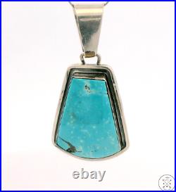 Vintage Navajo Sterling Silver Pendant Easter Blue Turquoise Signed Stungston Vintage Navajo Sterling Silver Pendant Easter Blue Turquoise Signed Stungston