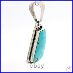 Vintage Navajo Sterling Silver Pendant Easter Blue Turquoise Signed Stungston