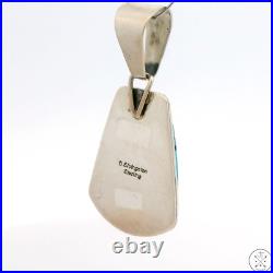 Vintage Navajo Sterling Silver Pendant Easter Blue Turquoise Signed Stungston