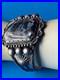 Vintage Navajo Sterling Silver Petrified Wood Native American Cuff Bracelet