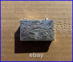 Vintage Navajo Sterling Silver Pill Box Stampwork Native American Handmade
