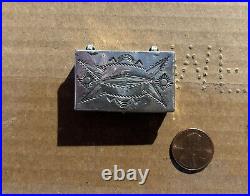 Vintage Navajo Sterling Silver Pill Box Stampwork Native American Handmade