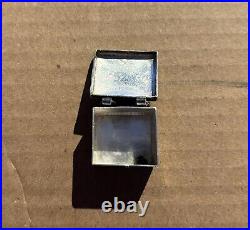 Vintage Navajo Sterling Silver Pill Box Turquoise Cabochon Native American Tiny