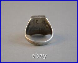 Vintage Navajo Sterling Silver Ring Multi Stone Mosaic Inlay Size 15.5