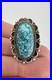 Vintage Navajo Sterling Silver Spiderweb Kingman Turquoise Long Ring 10.7g