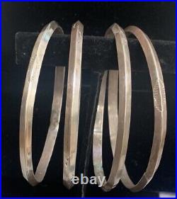 Vintage Navajo Sterling Silver Stamped Bangle Bracelets